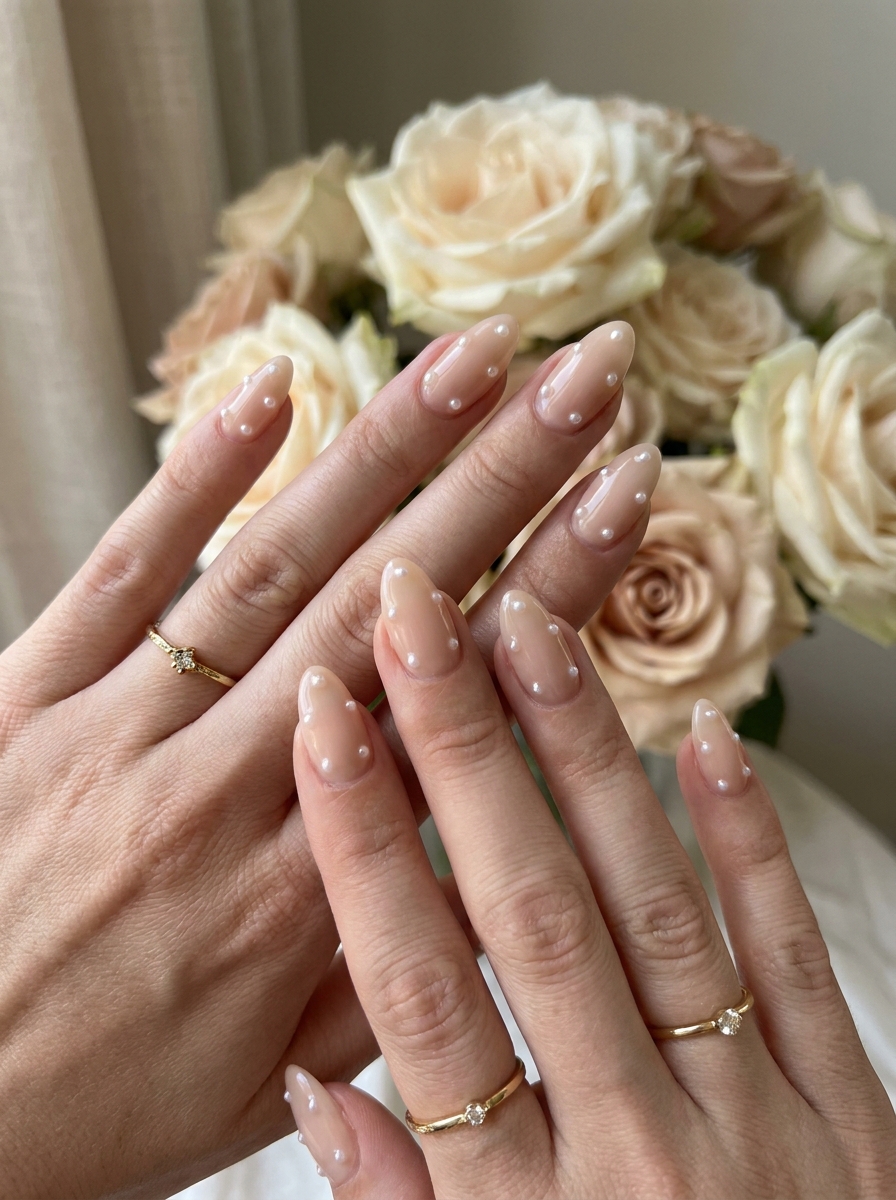 Sheer Nude with Tiny Pearl Accents